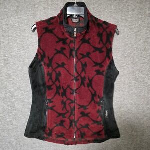 Kerrits Women's Burgundy Black Patterned Fleece Vest Size Large
